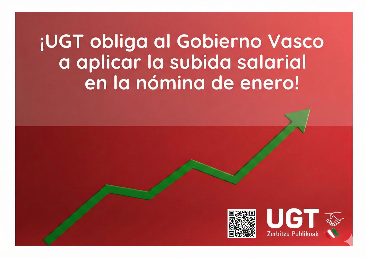 UGT obliga al Gobierno Vasco a aplicar la subida salarial en la nómina de enero