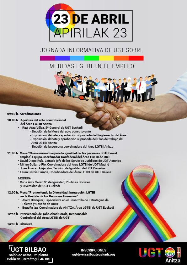 ¡UGT te invita a la Jornada “LAS PERSONAS LGTBI EN EL TRABAJO”!