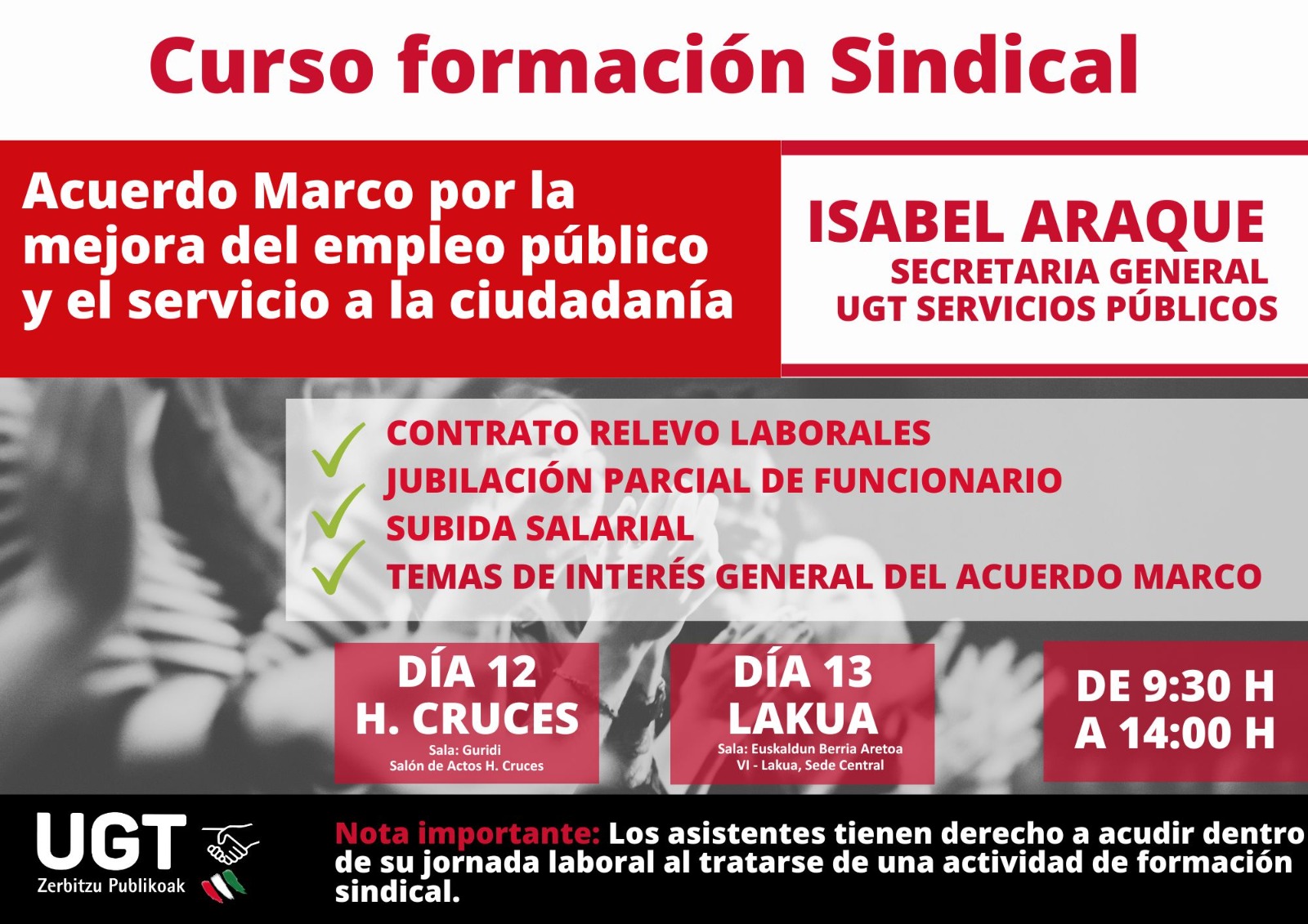 Curso de UGT de formación sindical Acuerdo Marco por la mejora del empleo público